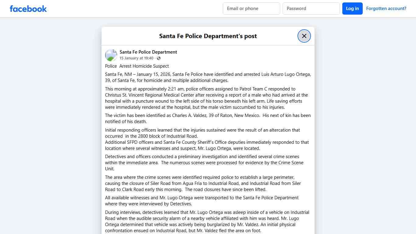 Police Arrest Homicide... - Santa Fe Police Department Facebook